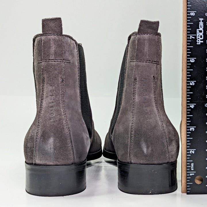 Allsaints Men's Gus Pull On Chelsea Boots Grey Suede Size 12 (MSRP $349)