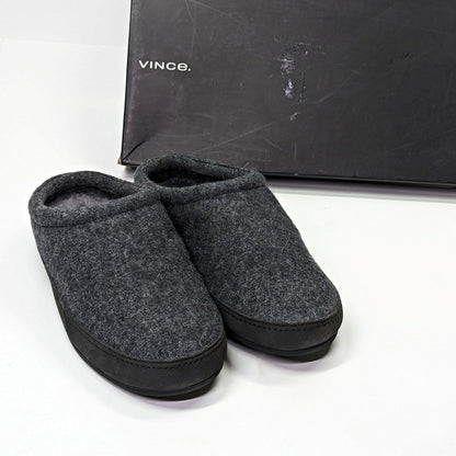 Vince Men's Howell Charcoal Gray Shearling-Lined Slippers Size 9 (MSRP $150)