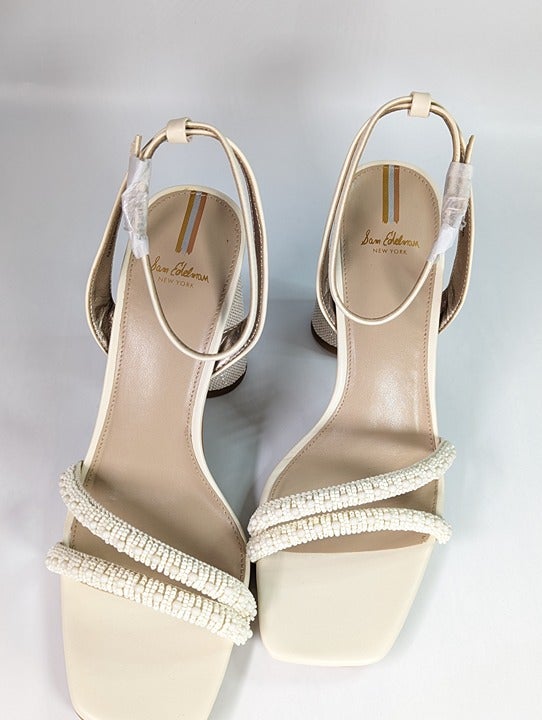 Sam Edelman Women's Kia Beaded Ivory Strappy Dress Sandals Size 9.5 (MSRP $160)