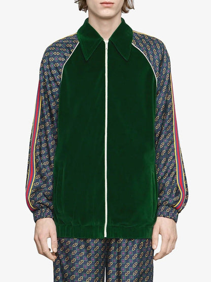 Gucci Men's Bi-Material Oversize Jacket Horsebit Print Size S (MSRP $2,200)