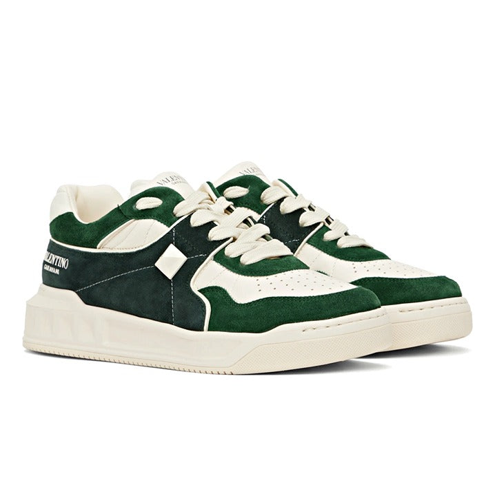 NWOB Valentino Garavani Men's Green Suede One Stud Trainers Size 46 (MSRP $980)