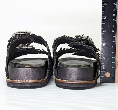 Sam Edelman Women's Oaklyn Woven Slides Black Leather Size 7 M (MSRP $150)