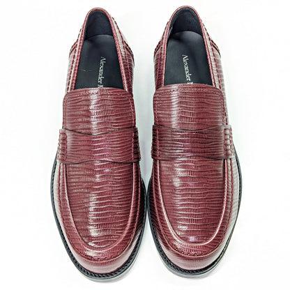 Alexander McQueen Men's Croc Embossed Apron Toe Loafers Size 45 (MSRP $990)