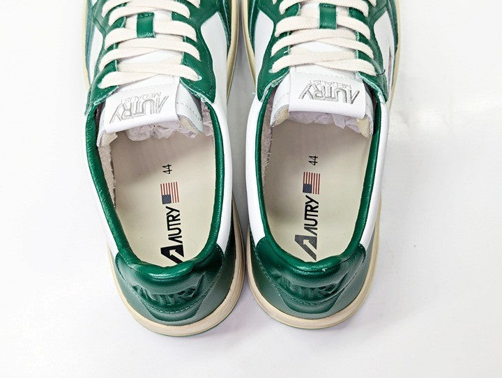 Autry Men's Medalist Low Top Sneakers White & Green Leather Size 44 (MSRP $240)