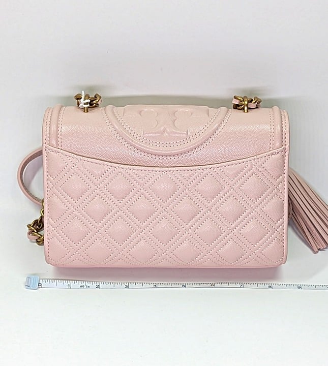Tory Burch Fleming Soft Grain Leather Convertible Shoulder Bag Blush (MSRP $528)
