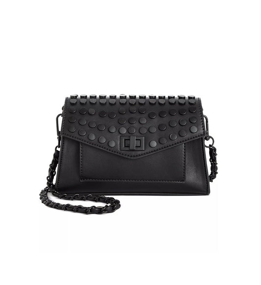 Steve Madden Baidan Battery Stud Flap Crossbody in Black (MSRP $93)
