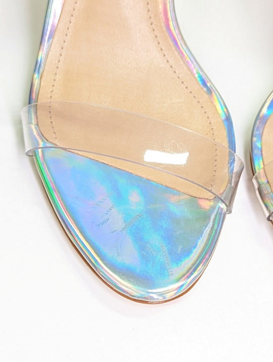 Schutz Women's Ariella Clear Strap High-Heel Slide Sandals Size 6.5 (MSRP $128)