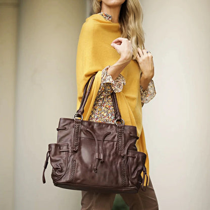 OLD TREND Women's Brown Genuine Leather Brassia Tote Bag (MSRP $359)