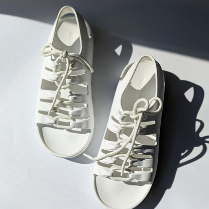 Bottega Veneta Women's White Jelly Lace Up Sandals Size 37 (MSRP $490)