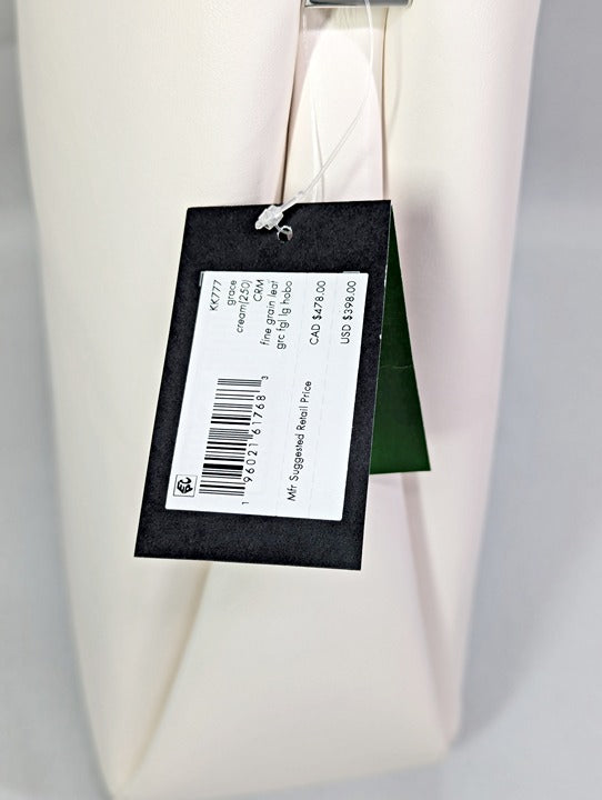 Kate Spade New York Grace Medium Leather Hobo Bag Cream (MSRP $398)