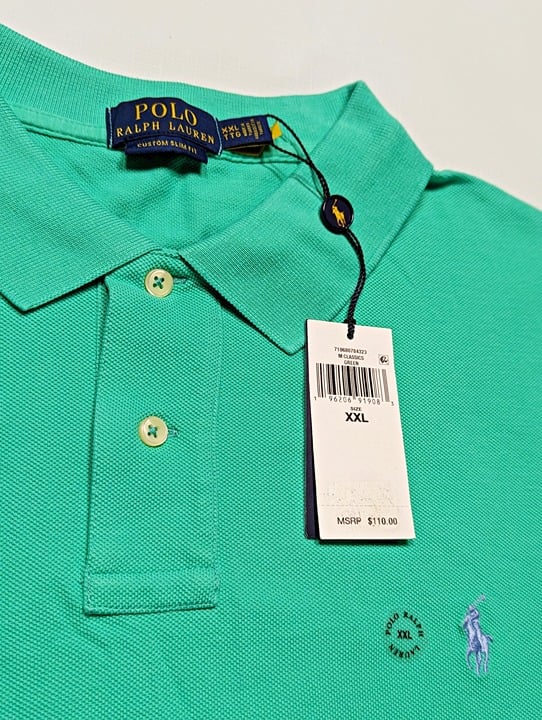 Polo Ralph Lauren Men's Cotton Custom Slim Fits Solid Green Size XXL (MSRP $110)