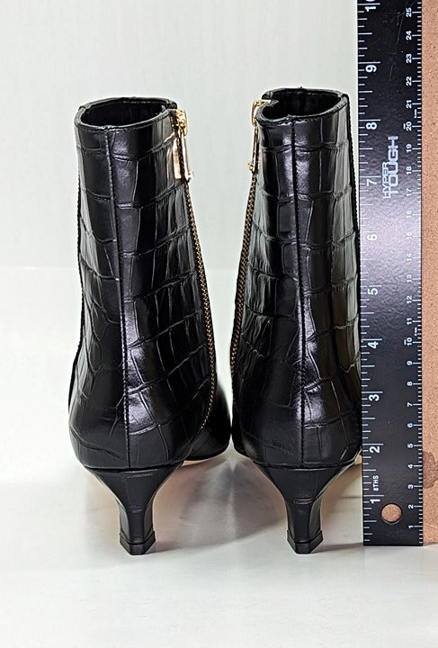 Michael Kors Women's Cosmo Croc-Embossed Kitten Heel Booties Size 7 (MSRP $175)
