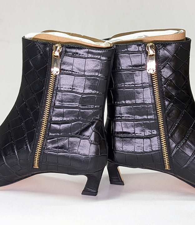 Michael Kors Women's Cosmo Croc-Embossed Booties Kitten Heel Size 6 (MSRP $175)