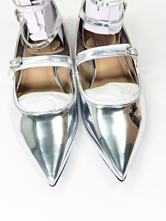 I.N.C. International Concepts Valan Silver Triple Straps Flats Size 8 MSRP $80