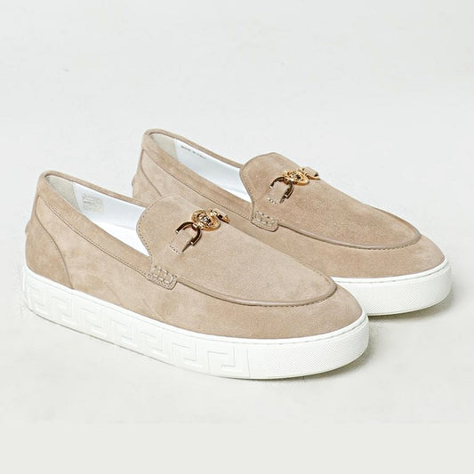 Versace Men's Medusa '95 Greca Light Sand Suede Loafers Size 43 (MSRP $750)