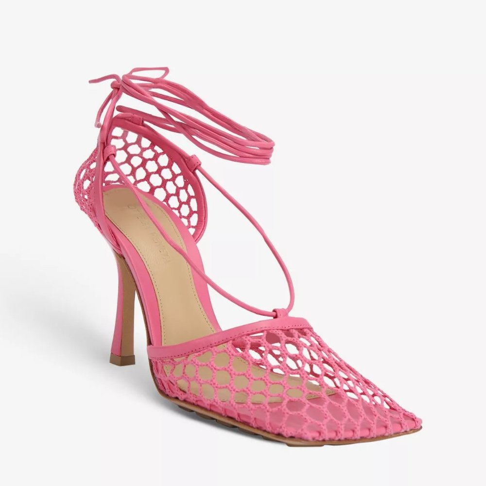 Bottega Veneta Women's Azalea Stretch Mesh Ankle Tie Sandals Size 41 MSRP $1,100