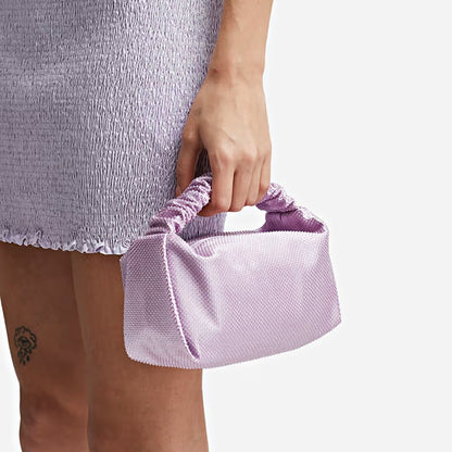Alexander Wang Scrunchie Embellished Mini Satin Clutch Winsome Orchid MSRP $695
