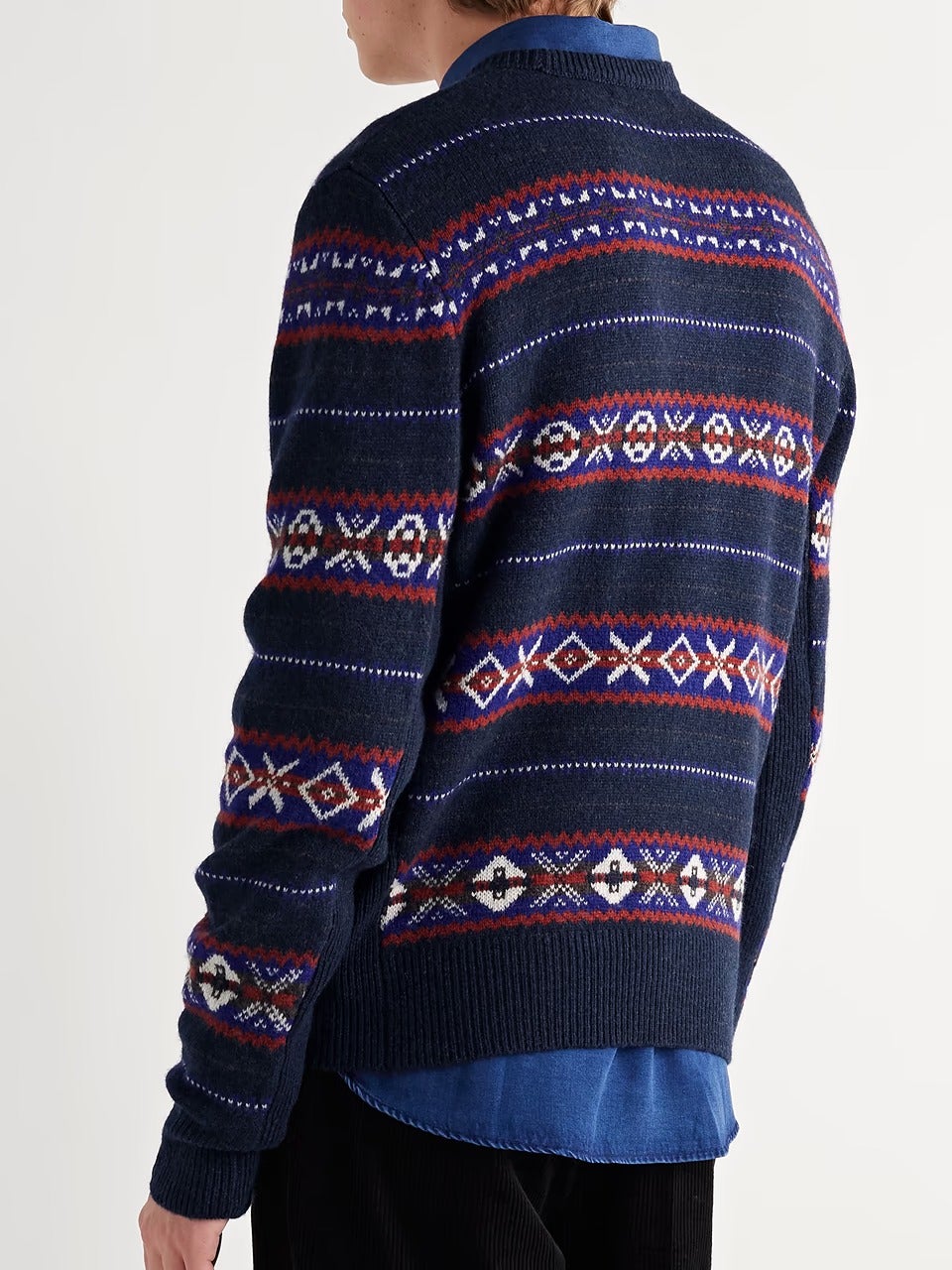 Rag & Bone Men's Wesley Fair Isle Navy Wool Sweater Size M (MSRP $395)