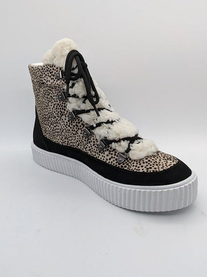 Aqua Women's High Top Tan Faux Fur SHEARLING SNEAKER Shoes Size 8M