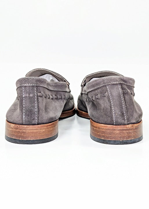 Allsaints Men's Sammy Slip-on Suede Penny Loafer in Grey Size 13 (MSRP $299)