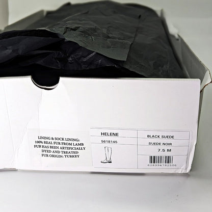 La Canadienne Women's Helene Black Suede Shearling Tall Boots Size 7.5 MSRP $635