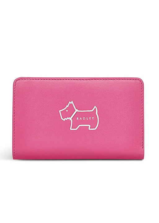 RADLEY London Heritage Dog Outline Bifold Leather Wallet Bright Pink (MSRPN $88)