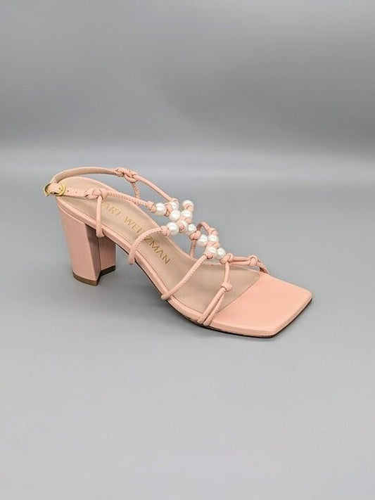 Stuart Weitzman Women's Pearl Knot Block-Heel Sandals Size 8 B (MSRP $495)