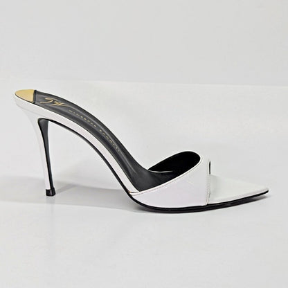 Giuseppe Zanotti Intrigo 90mm White Patent Mule Sandals Size 35 (MSRP $795)