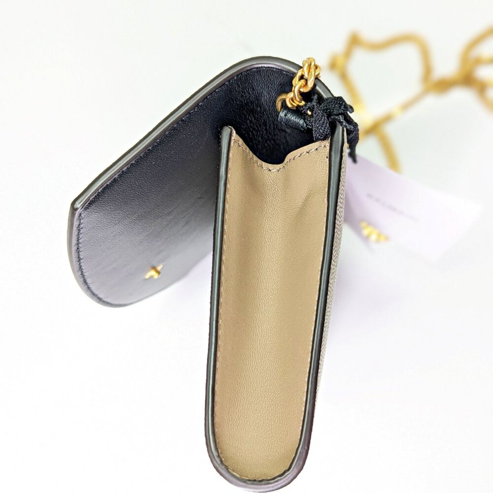 Balmain Emblem Clutch Wallet on Gold Chain in Grained Calfskin (MSRP $950)