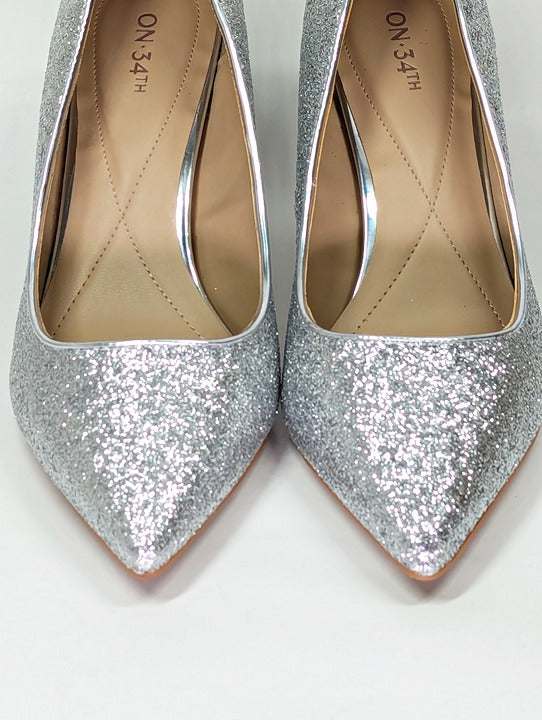 On 34th Women's Jeules Silver Glitter Pointed-Toe Pumps Size 9.5 (MSRP $80)