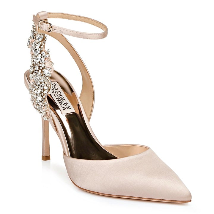 Badgley Mischka Women's Blanca Nude Satin Embellished Pumps Size 7 (MSRP $245)