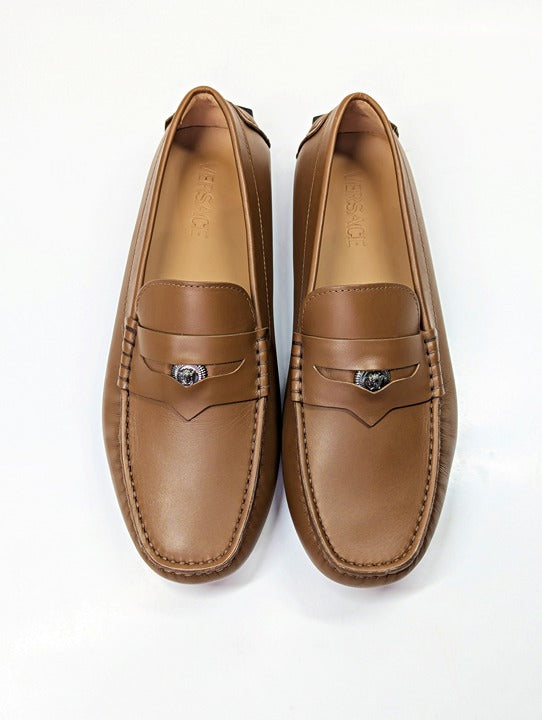 Versace Men's Medusa Biggie Leather Loafer Dark Toffee Size 41 (MSRP $775)