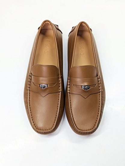 Versace Men's Medusa Biggie Leather Loafer Dark Toffee Size 41 (MSRP $775)