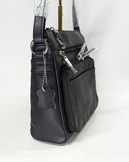 Giani Bernini Women's Black Nappa Leather Front Zip Crossbody (MSRP $130)