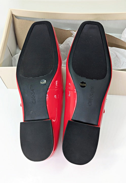 On 34th Women's Saadet Rhinestone-Buckle Red Mary Jane Flats Size 9.5 (MSRP $80)