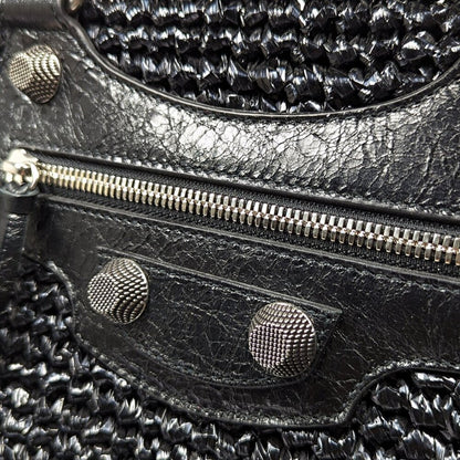 Balenciaga Women's Large Le Cagole Panier Black Raffia Tote Bag (MSRP $1,750)