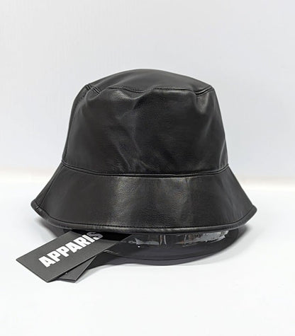 Apparis Women's Amara Black Vegan Leather Bucket Hat One Size (MSRP $78)