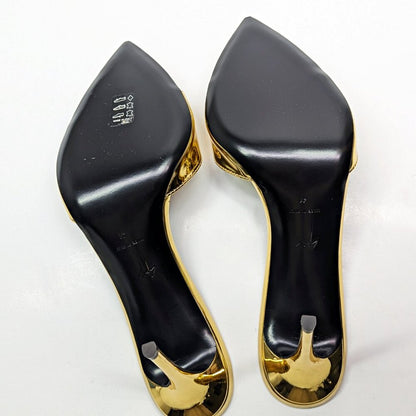 Giuseppe Zanotti Intrigo 90mm Gold Patent Mule Sandals Size 41 (MSRP $795)