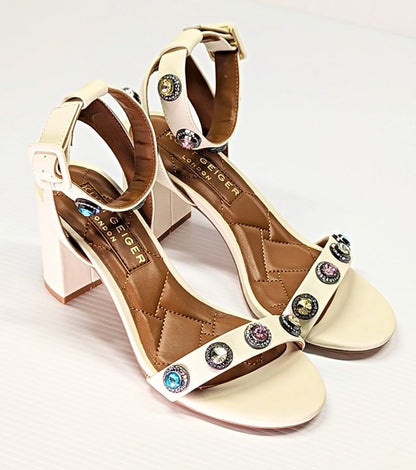 Kurt Geiger London Women's Octavia Embellished Heel Sandals Size 38.5 MSRP $220