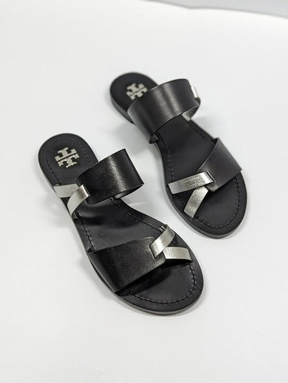 Tory Burch Women's RaVello Two-Band Sandal Perfect Black Size 6.5 MSRP $248