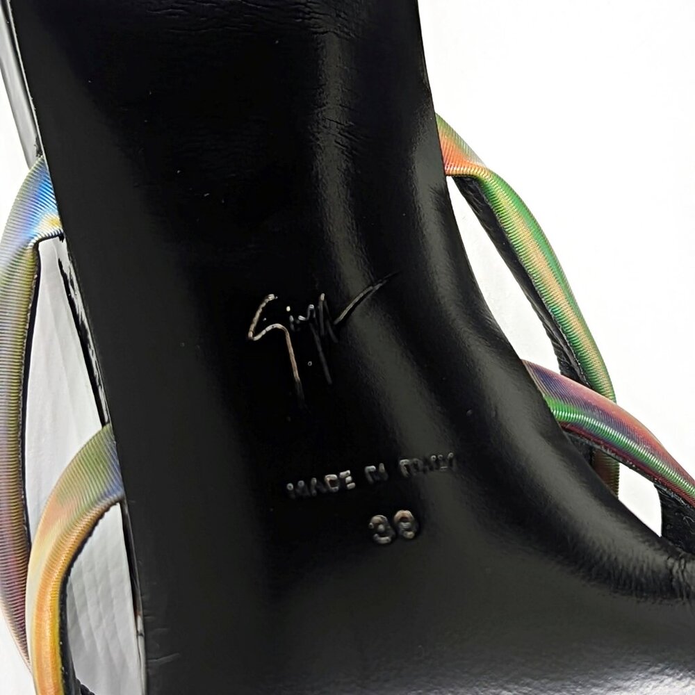 Giuseppe Zanotti Shangay 85MM Strappy Patent Slide Sandals Size 39 (MSRP $795)