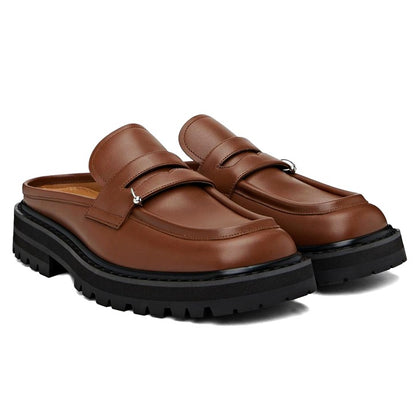 Marni Men’s Brown Leather Piercing 2.0 Chunky Sabot Loafers Size 44 (MSRP $935)