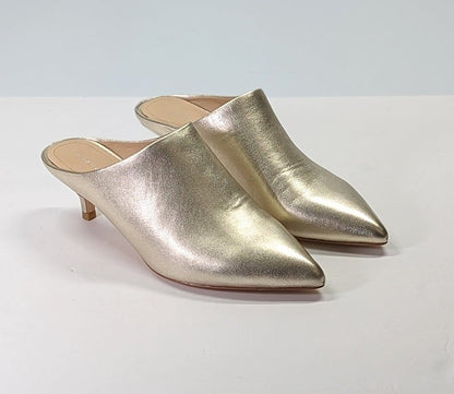 Pour La Victoire Women's Korrine Leather Heel Mules Champagne Size 7.5 MSRP $245