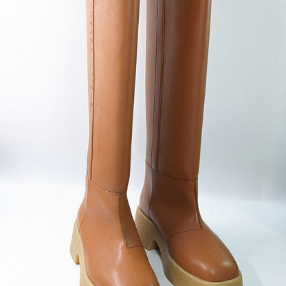 Stella McCartney Women's Skyla Knee-High Platform Boot Brown Size 38 MSRP $1,045