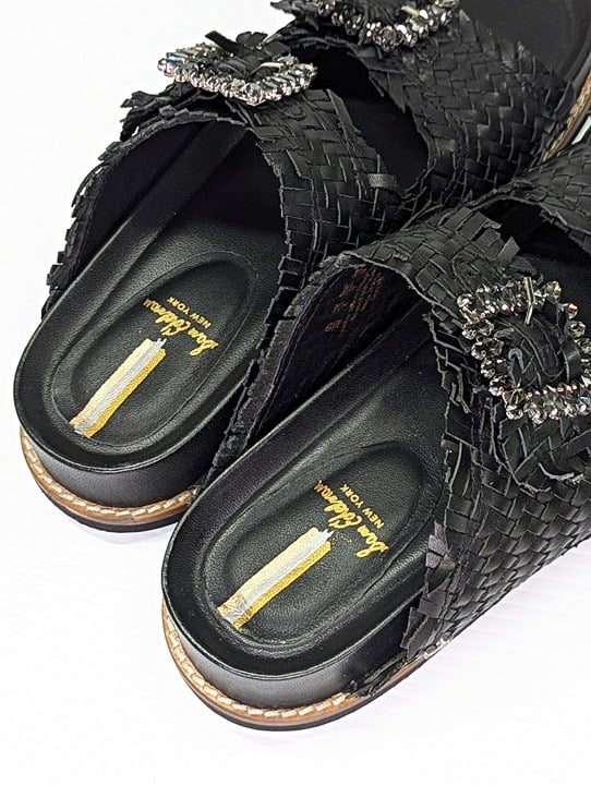 Sam Edelman Women's Oaklyn Woven Slides Black Leather Size 7 M (MSRP $150)