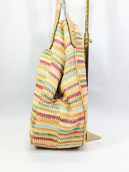 Style & Co Women's Straw Medium 4-Poster Tote Multi Stripe (MSRP $90)