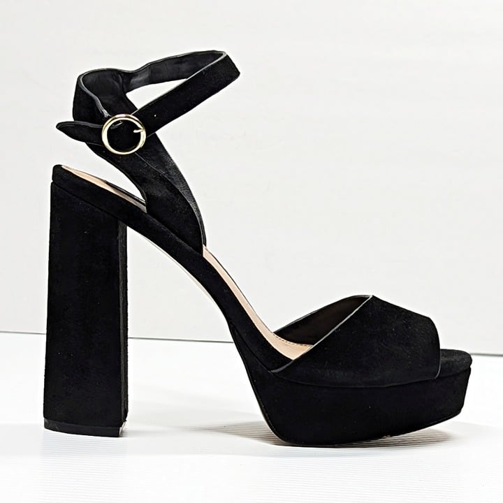 Aqua Women's Mardi High-Heel Platform Sandals Black Suede Size 9.5 M (MSRP $109)