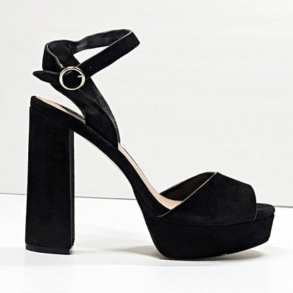 Aqua Women's Mardi High-Heel Platform Sandals Black Suede Size 9.5 M (MSRP $109)