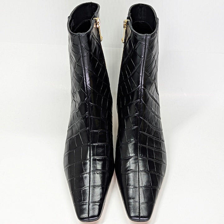 Michael Kors Women's Cosmo Croc-Embossed Booties Kitten Heel Size 5 (MSRP $175)