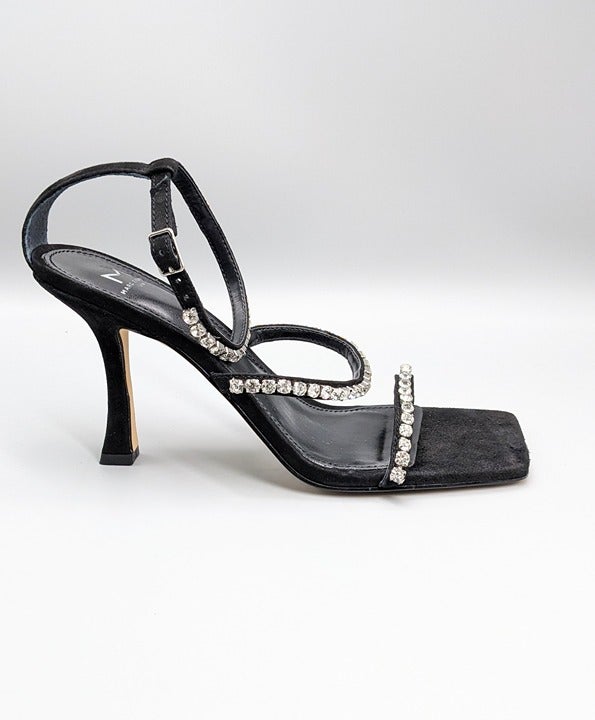 Marc Fisher Dezzi Rhinestone Ankle Strap Sandal Black Size 6 M (MSRP $150)